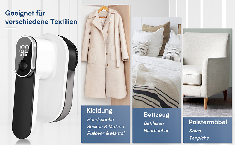 Машинка для видалення катишків HAPPHOOH з USB-зарядкою, 3 швидкості, LED-індикатор, для одягу та меблів