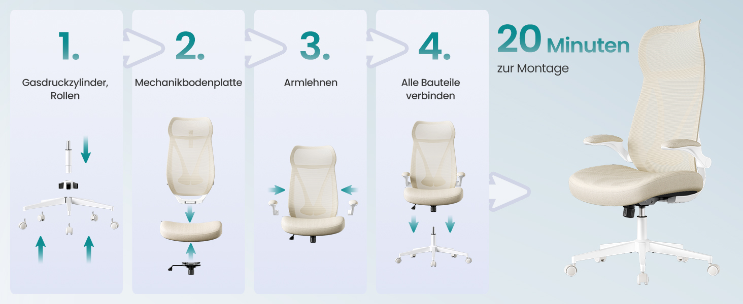 Офісний стіл SONGMICS, ергономічний крісло з регулюванням висоти, підголівник, до 150 кг, Cappuccino Beige