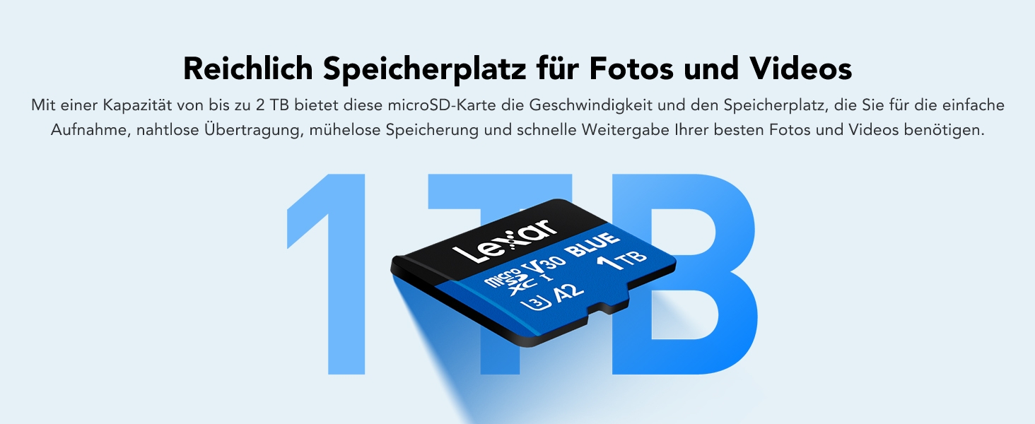 Карта пам'яті Lexar Blue MicroSDXC 1TB, швидкість читання до 160 МБ/с, UHS-I