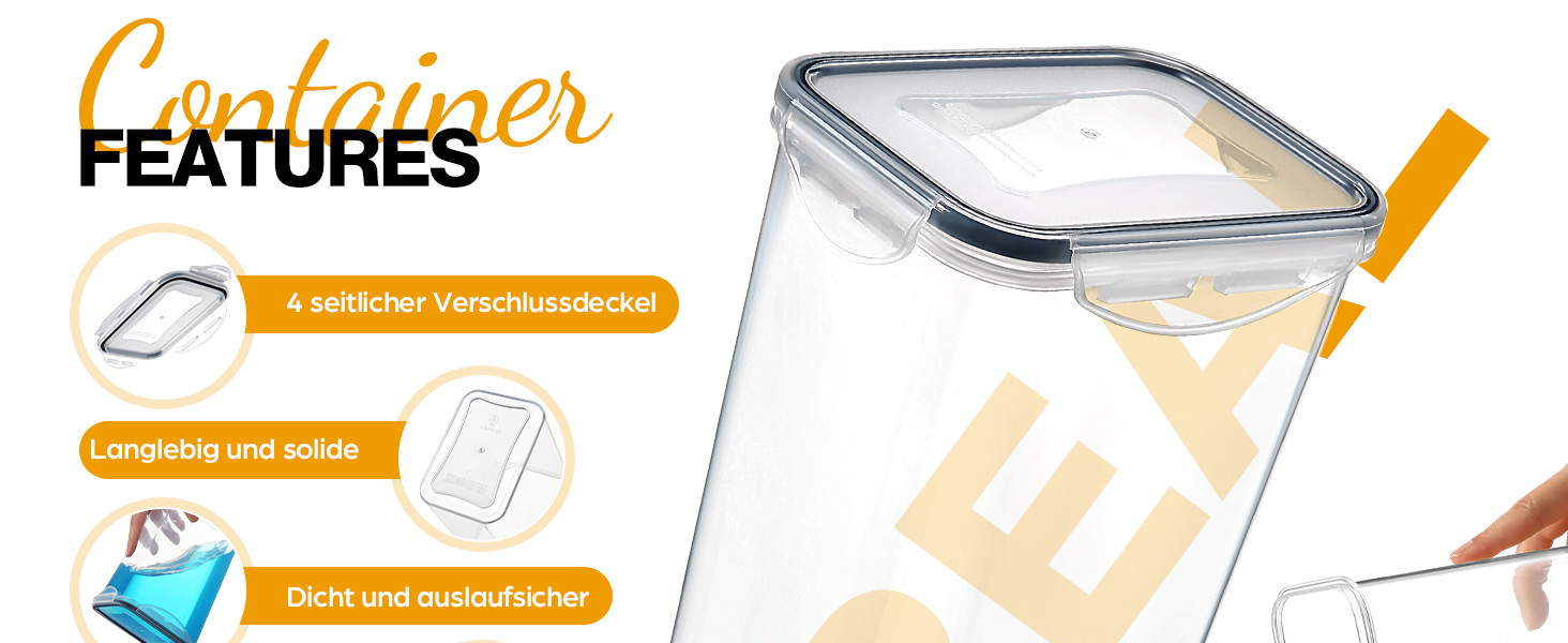 Контейнери для зберігання YASHE 24 шт. з кришкою, герметичні, BPA-free, для сухих продуктів, мюслі, борошна та цукру