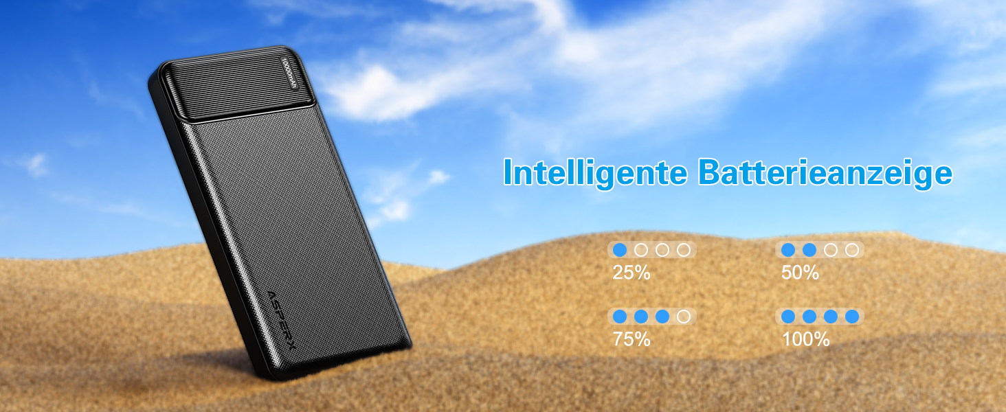 Power Bank AsperX 10000mAh (2 шт.) з USB-C, 4 порти, чорний+білий, для iPhone, iPad, Huawei, Tablet