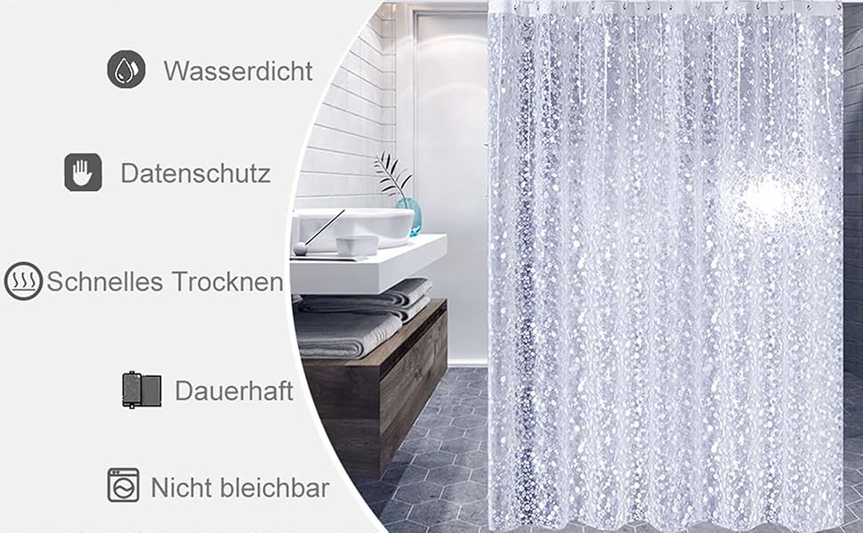 Штора для душу миюча Peva 300x200 см в білу крапку, антигрибкова, прозора для ванної кімнати