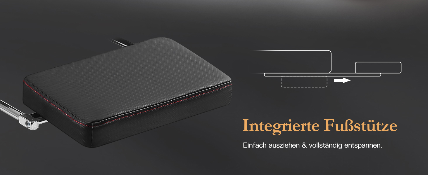 Ігровий крісло Dowinx з підголівником та масажем попереку, ергономічний геймерський крісло з підніжкою, офісне крісло з PU шкірою, чорний