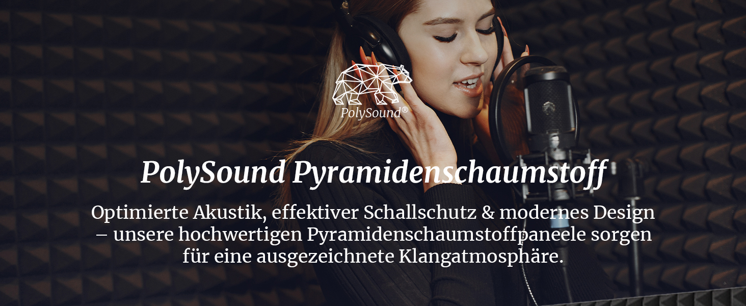 Акустичні пірамідні панелі PolySound для студії, подкастів та домашнього кінотеатру, шумопоглинаючий пінополіуретан, 48 шт, 30x30x6 см, чорний