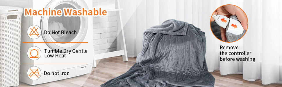 Електрична гріюча ковдра TOHDNC 180x150 см, фланель, 6 режимів нагріву, таймер, захист від перегріву