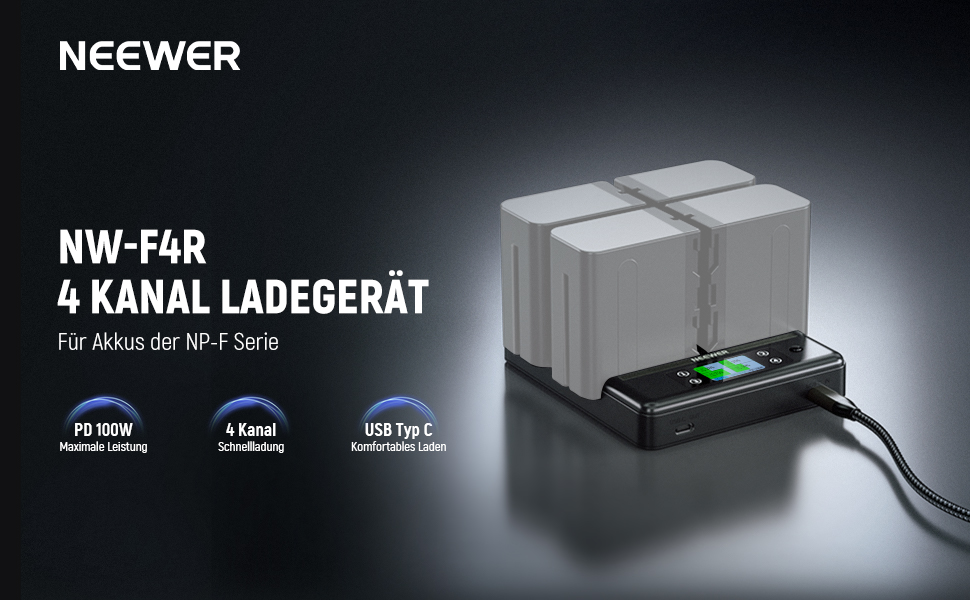 Зарядний пристрій NEEWER Micro USB для акумуляторів Sony NP-F550/F750/F960/F970, NP-FM50/FM70/FM90, QM71D, 91D, NP-F500H/F55H (NW-F4R)