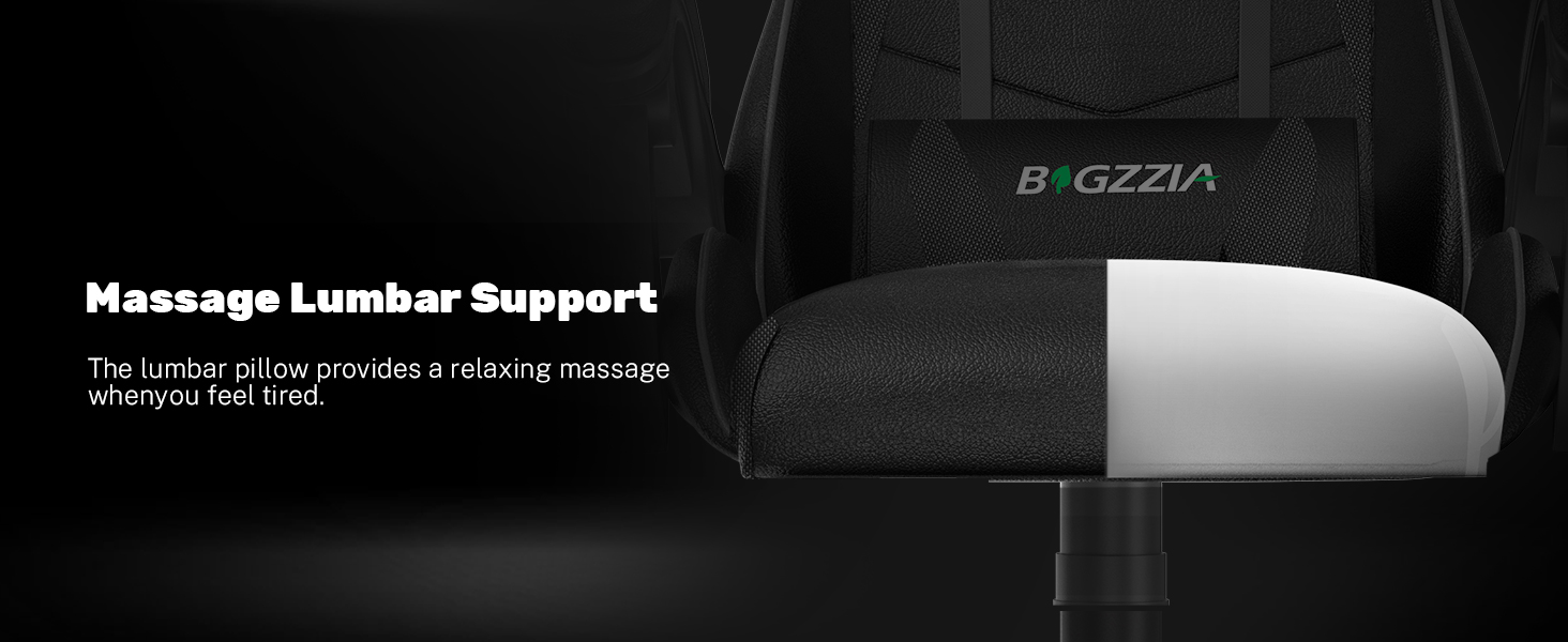 Геймерське крісло Bigzzia Ergonomiczne: з подушкою для попереку та підголовником, регульована висота, чорне, для підлітків та дорослих