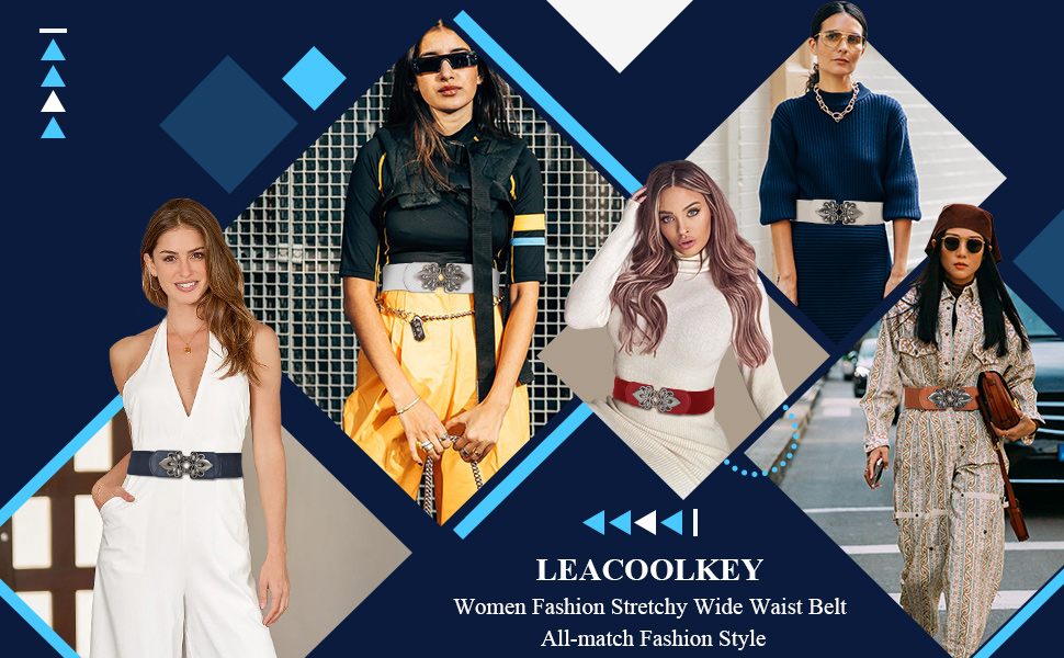 Жіночий еластичний пояс LEACOOLKEY 80 см (34-41 дюймів) - чорний, коричневий, бежевий