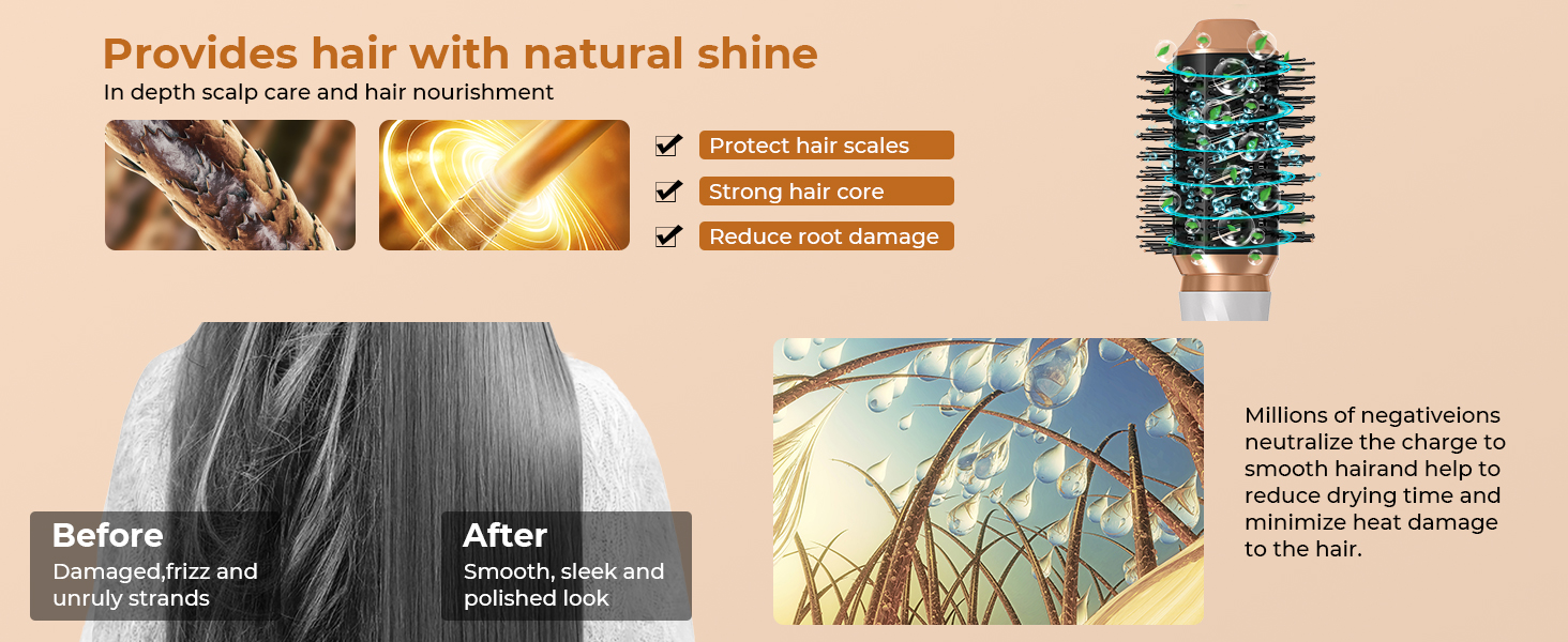 UKLISS 6-в-1 Стайлер для волосся з феном Pro, Набір для укладання волосся: плойка, випрямляч, фен, щітка для укладання, автоматична завивка, іонізація, Airbrush, подарунковий набір для жінок, блакитний (золотий)