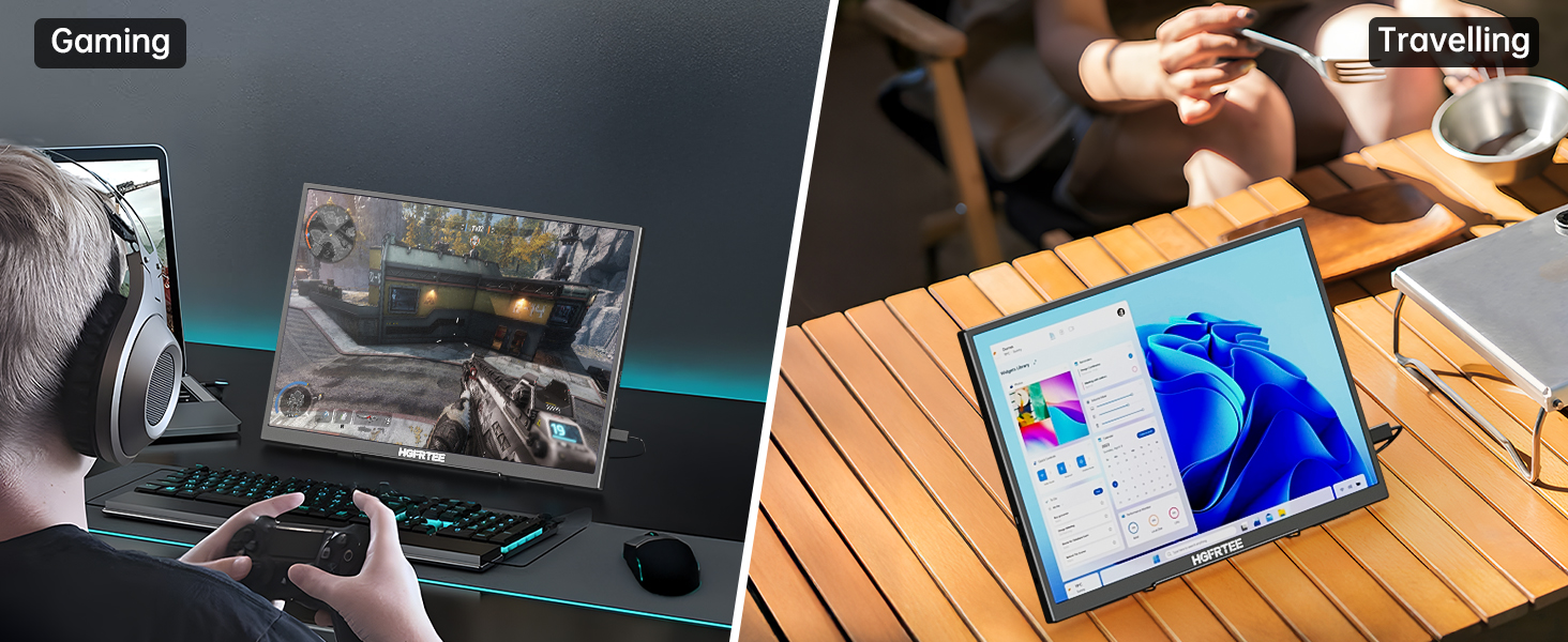 Портативний монітор 12.3 дюйма, FHD 1920x1280, IPS без відблисків, sRGB 100%, 60Hz, динаміки, USB-C, Mini-HDMI, VESA, для Windows/macOS, ігор та роботи (без сенсорного екрану)