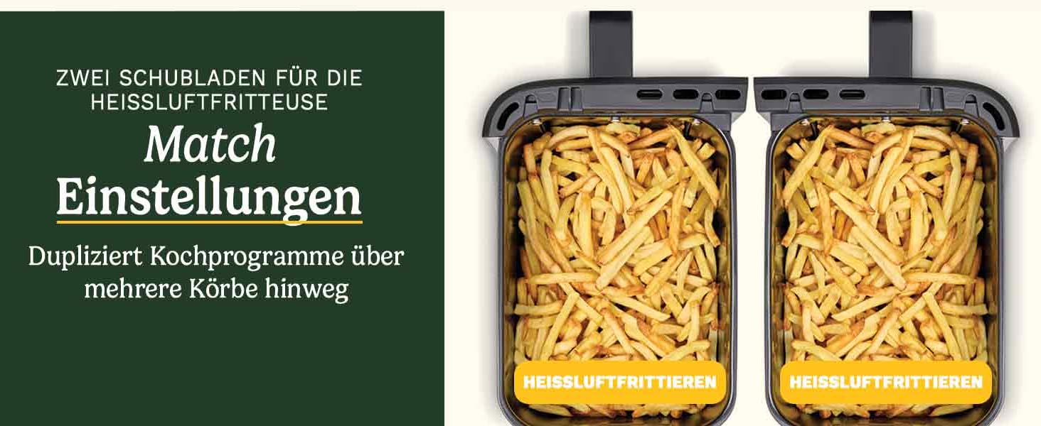 Фритюрниця Cuisinart XXL 10.4L з двома зонами нагріву | Без PFAS та хімікатів | Для смаження, грилю, випікання, дегідратації та підтримання тепла | 2 камери (2 x 5.2L) | 8+ порцій | Деталі придатні для миття в посудомийній машині (3 камери, нержавіюча сталь)