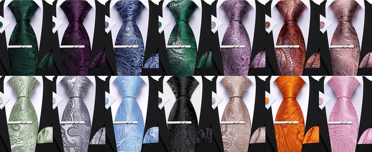 Комплект краваток для чоловіків Barry.Wang: краватка, краваткова шпилька, кишеньковий хустинка, запонки, коричневий/чорний