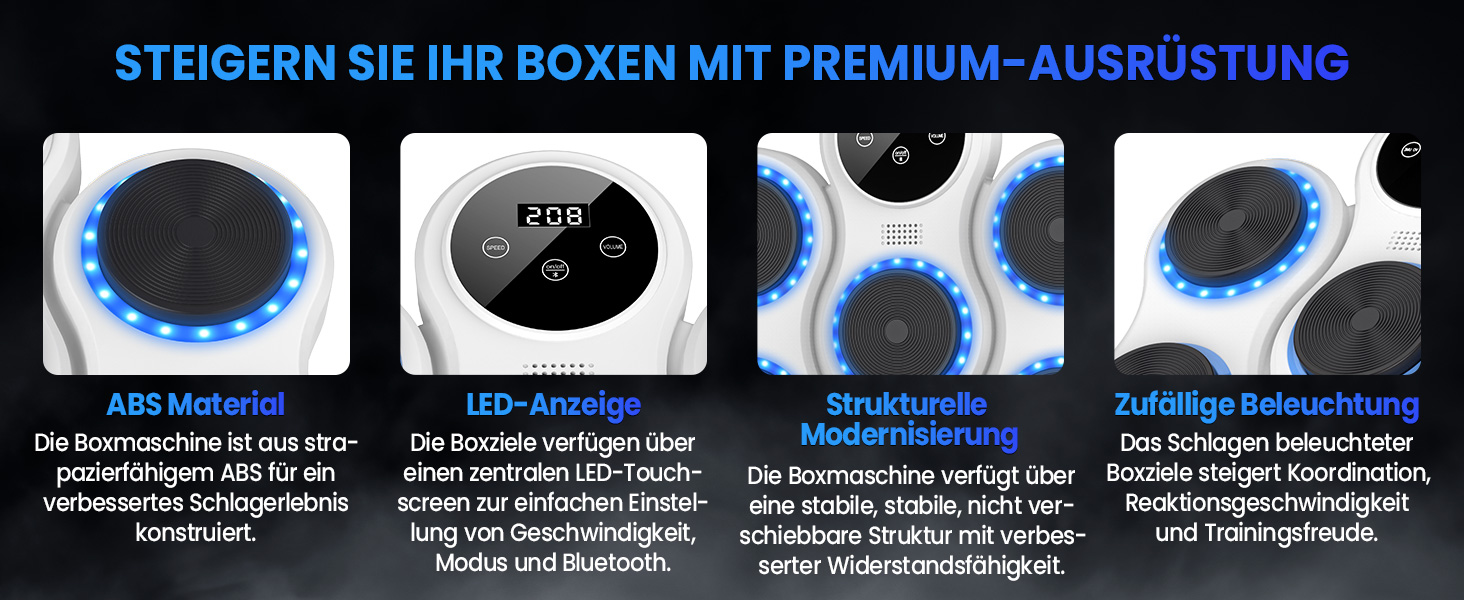 Музична боксерська машина IERAKOR з LED-підсвіткою, Bluetooth, 9 режимів швидкості та підрахунку ударів для дорослих та дітей