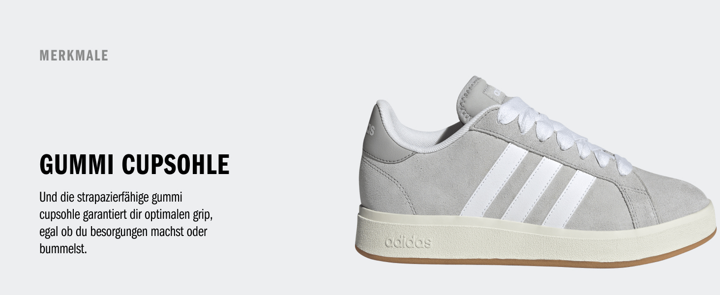 Кросівки Adidas Grand Court Base 00s Wildleder Core Black/Ftwr White/Gum, 43 1/3 EU, JQ6018