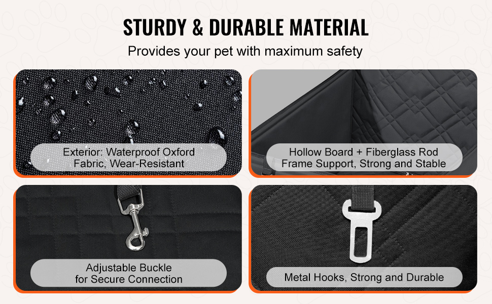 Автокрісло для собак VEVOR - чорне, водонепроникне, до 22 кг