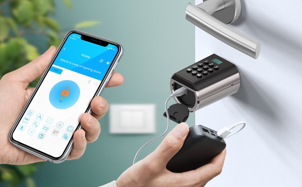 Електронний циліндр WELOCK PBL41 для дверей з Bluetooth, кодовий замок IP65, для дверей 50-100 мм