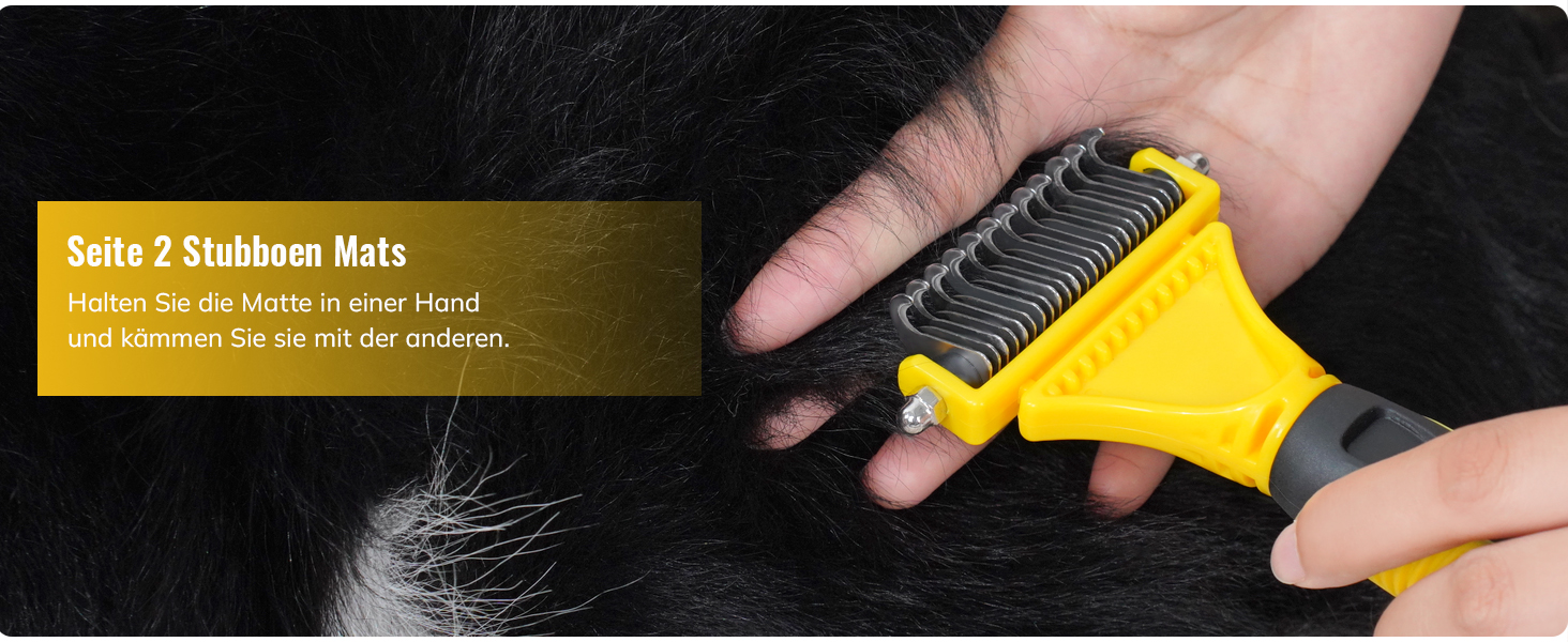 Щітка для собак та котів, 12+23 зубчики, сталевий гребінь для видалення шерсті, двостороння, проти ковтунів, для дому (M, яскраво-жовтий)