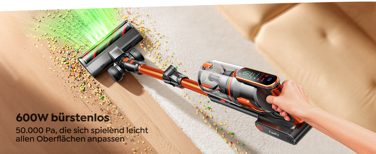 Бездротовий акумуляторний пилосос Fieety 600W з ароматерапією та гнучким з'єднанням, 65 хвилин роботи, для твердих поверхонь, килимів та авто