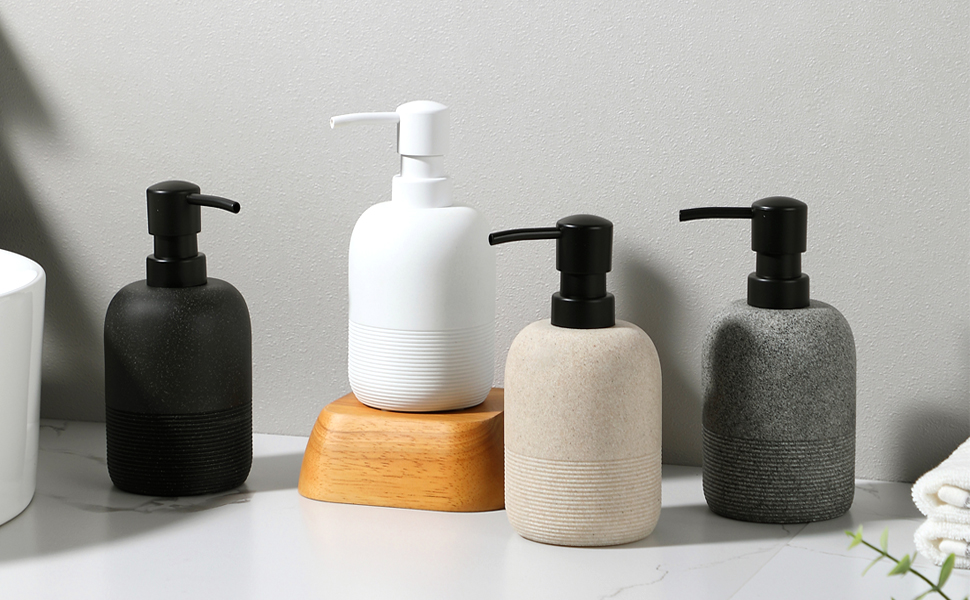 Набір дозаторів для мила, бежевий: для ванної кімнати та кухні, елегантний дизайн