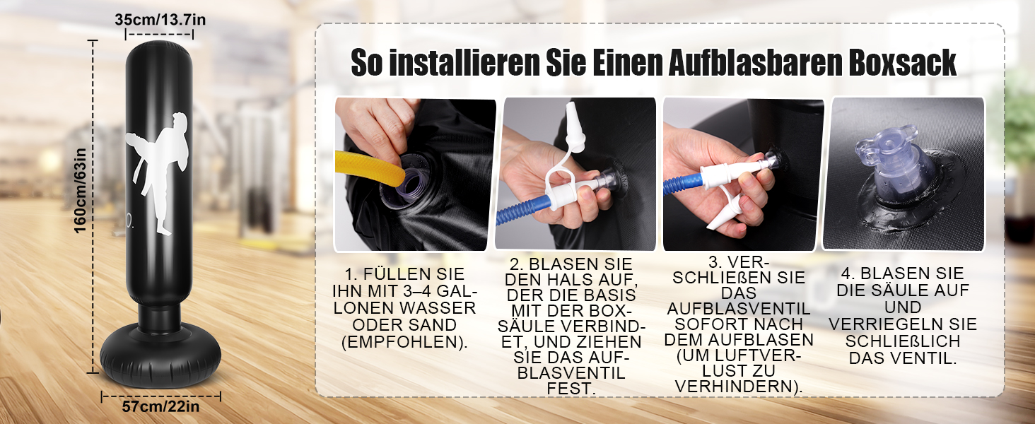Надувний боксерський мішок для дітей 160см з насосом, 3-12 років, для MMA, карате, таеквондо