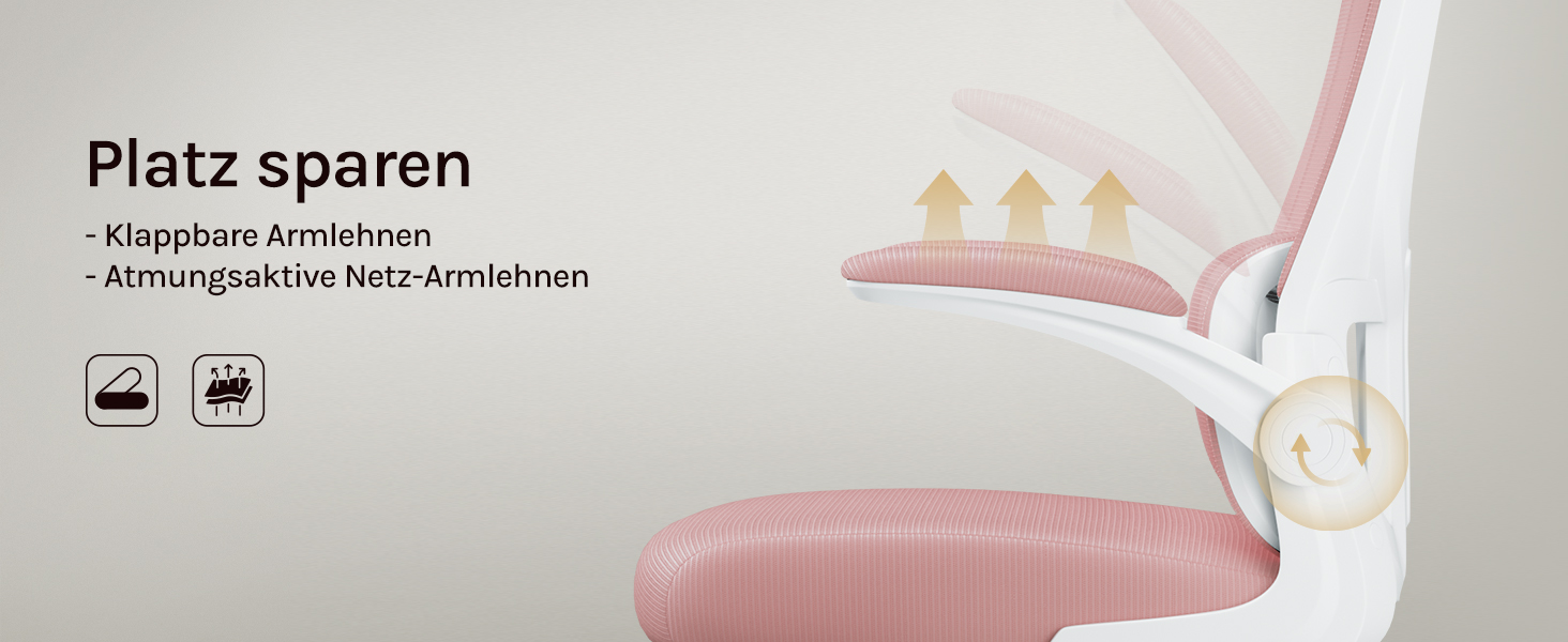 Офісний стіл Woltu: ергономічне крісло з функцією гойдання, регульована підголовник, обертові підлокітники, підтримка попереку, 150 кг, Рожевий