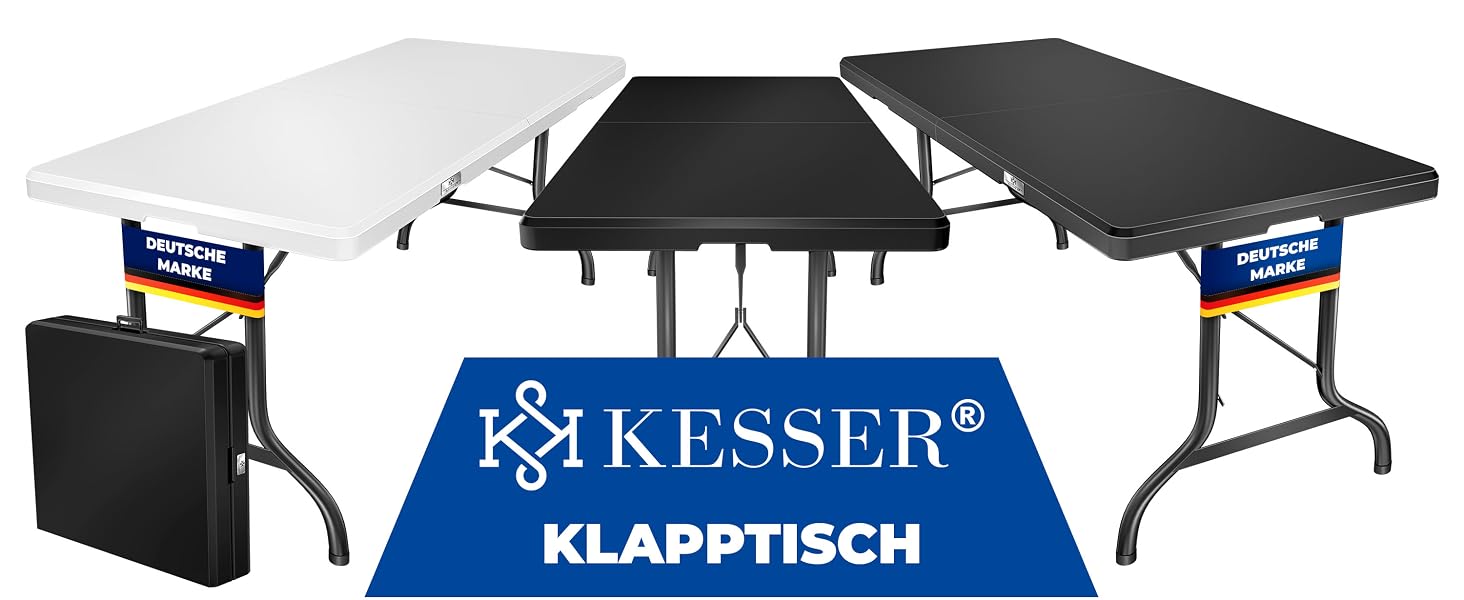 Складний стіл KESSER Buffettisch 183x76 см для кемпінгу, саду, тераси, балкону. Анодований алюміній, 6 осіб, з чохлом та ручкою для транспортування, антрацит