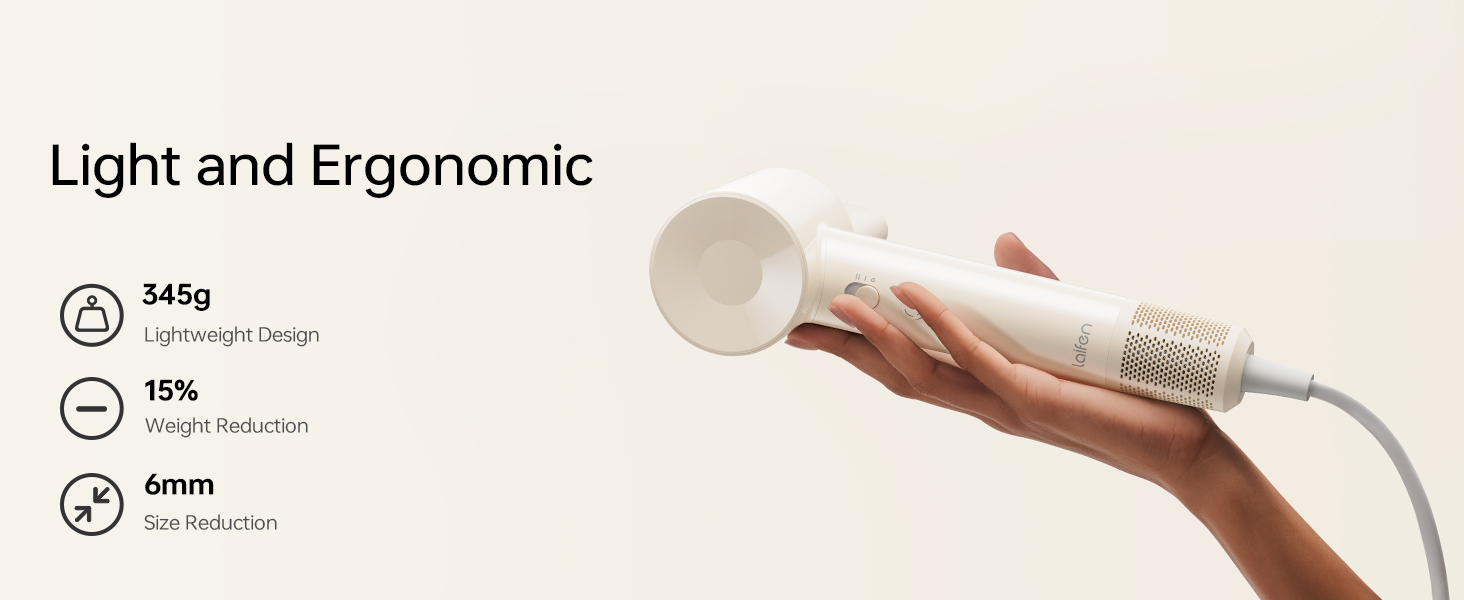 Laifen SE Lite Hair Dryer - Negative Ion Hair Dryer with 100,000 RPM Brushless Motor - Fast Drying, Quiet, Travel-Friendly (Milktea Color)