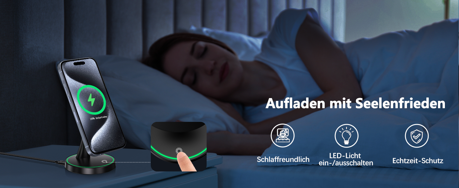 Бездротова зарядка MagSafe для iPhone 15/14/13/12, AirPods 3/2/Pro, 15W, з підсвічуванням