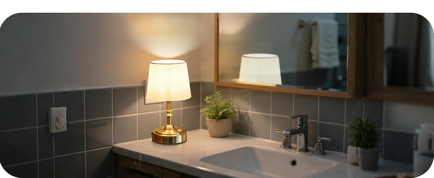 Бездротова настільна лампа з акумулятором 4000mAh, тепле світло 2700K, сенсорне управління, з адаптером/кабелем, для спальні, подарунок (золотиста)