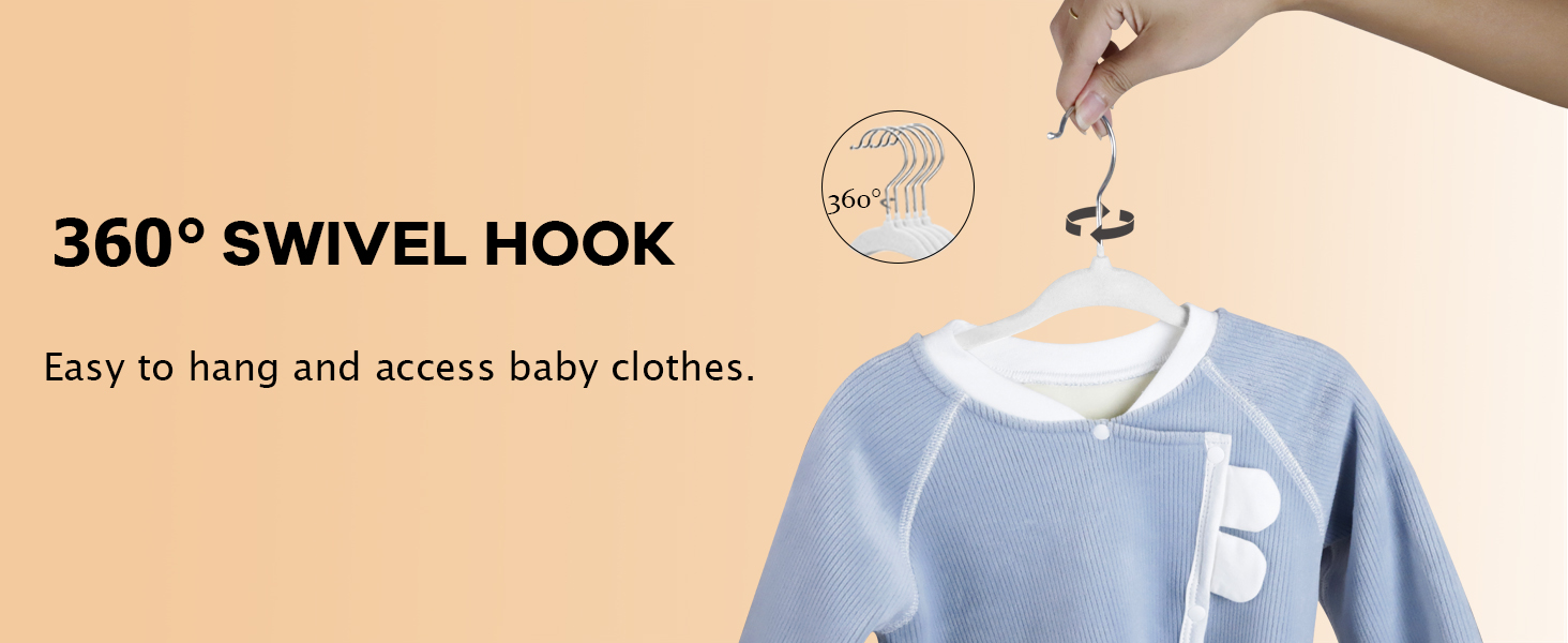 Дитячі вішалки для одягу ManGotree з велюру, 30 шт. - для дитячого одягу з обертовим гачком та спеціальним дизайном плечей