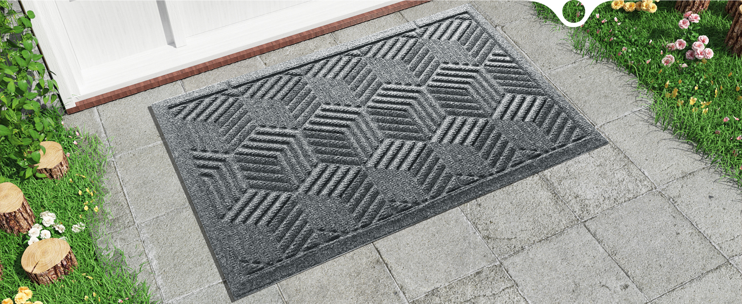 Килимок для дому та вулиці Yimobra - антиковзаючий, миючий, вологостійкий, 75 x 43 см, чорно-сірий