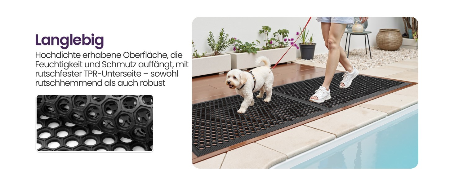 Килимок для дому та вулиці DEXI, 60x90 см, колір вугільний, антиковзаючий, водонепроникний