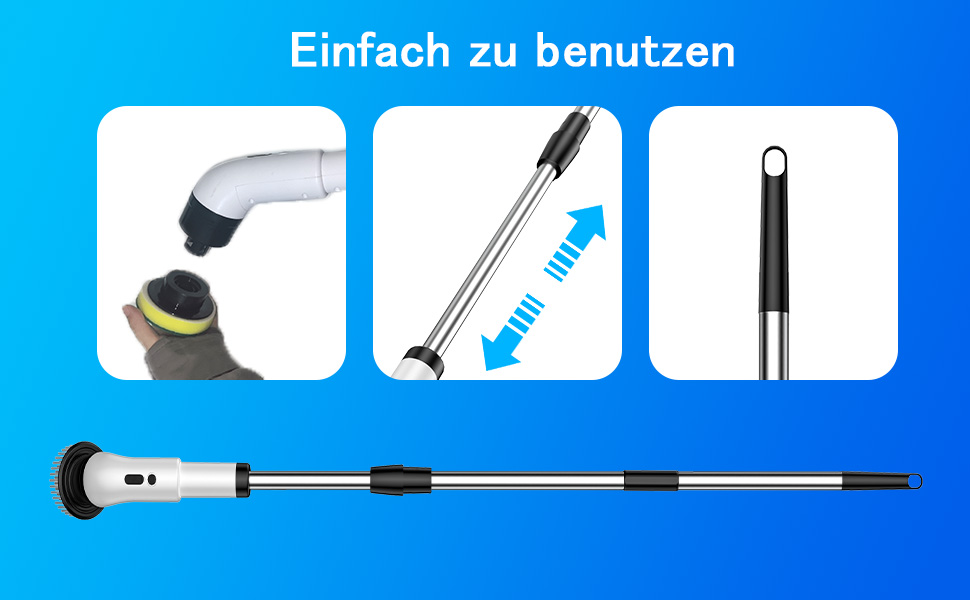 Електрична щітка для прибирання 9 в 1, 34-130 см, 2 режими, для ванної, кухні, плитки та авто, біла