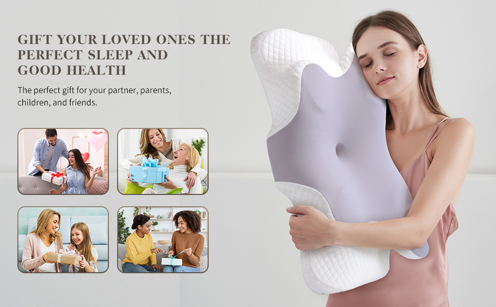 Ортопедична подушка для шиї Memory Foam сірого кольору. Ергономічна подушка для сну на боці, з підтримкою шиї та полегшенням болю в шиї та плечах.