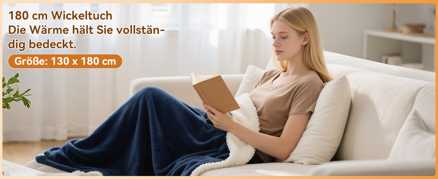 Електрична ковдра Olycism з автовимкненням 160x130 см, 10 режимів нагріву, таймер, захист від перегріву, блакитна