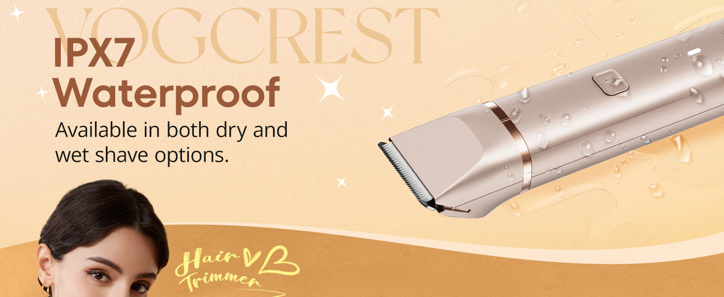 Електричний триммер для бікіні VG VOGCREST: безболісний жіночий депілятор для тіла, для рук, ніг, зони бікіні (рожеве золото)