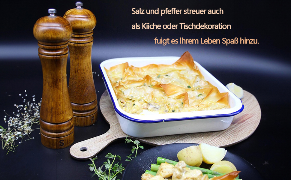 Двокомпозитна млинка для солі та перцю з дерева з підставкою, набір великих подрібнювачів спецій з регульованим керамічним механізмом для солі та перцю (21 см)