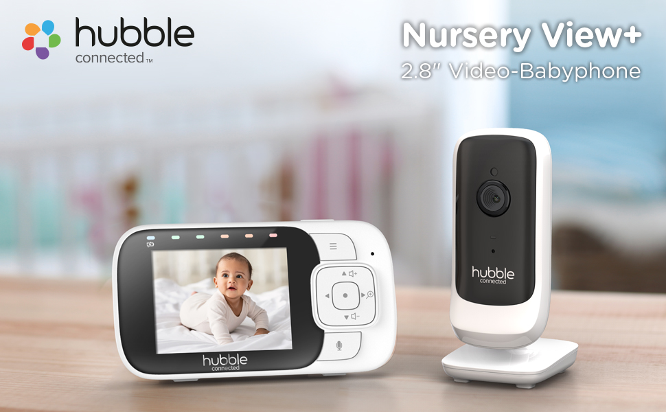 Дитячий відеоняня Hubble View+ 2.8' з камерою, поворот/нахил/цифровий зум, двостороння зв'язок, нічне бачення, моніторинг температури, радіус дії 300 метрів, бездротова камера без Wi-Fi