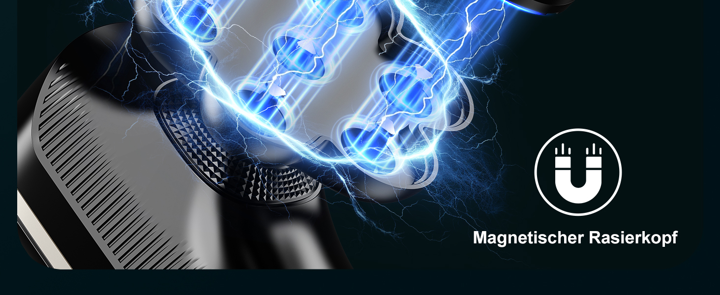 Машинка для гоління голови Glatzen Herren 7D, водонепроникна, для сухого та вологого гоління, з LED дисплеєм, Type-C, чорна