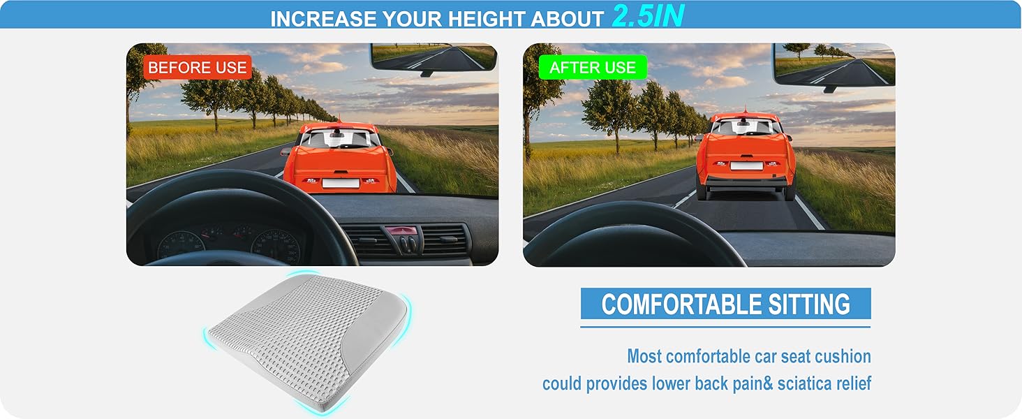 Подушка для сидіння в авто з Memory Foam: для комфортної їзди, полегшення болю в куприку та попереку. Підходить для авто, вантажівок, офісу, інвалідного візка. Шкіра та сітка 4D (Сірий)