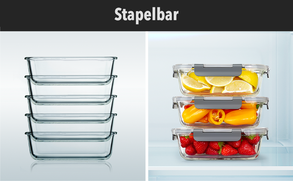 Glass Storage Box for Food - [Pack of 10] Lunchboxes for Healthy Meals with Airtight Lids - Airtight Storage Containers, Lunch Boxes BPA-free, Leak-proof (10 Lids & 10 Containers)
