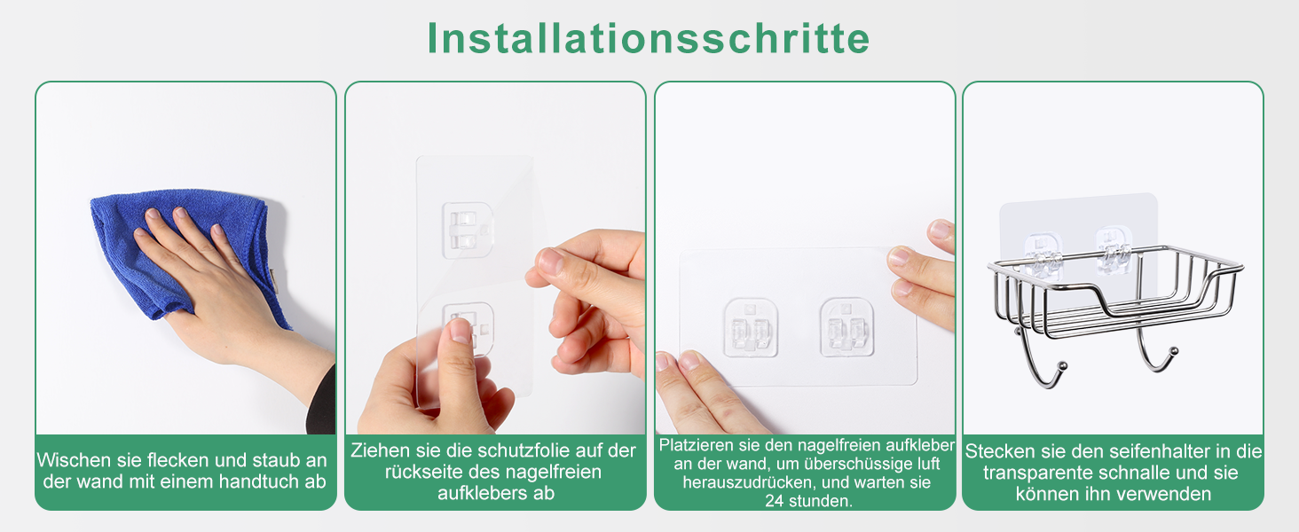 Тримач для мила без свердління Uten, нержавіюча сталь, самоклеючий, з 2 гачками, для душу, ванної, кухні (сріблястий, 2 шт.)