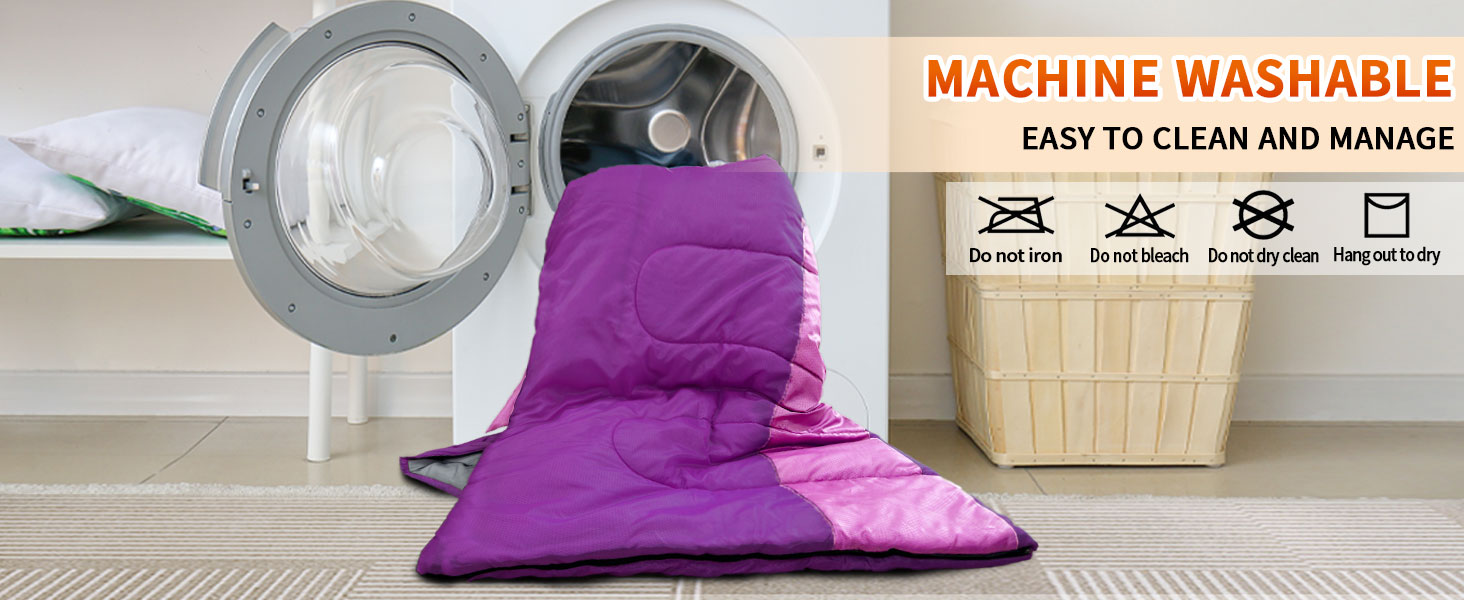 Спальний мішок Outdoor для дорослих, зимовий, машинного прання, водонепроникний, 3-4 сезони, з компресійним мішком, для кемпінгу, піших прогулянок, подорожей, 0℃-Комфорт, ліловий, 220x85CM