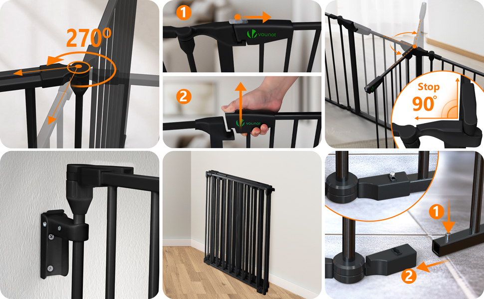 Захисне ґратка для каміну Vounot 375см з дверцятами, металева, для дітей, чорна