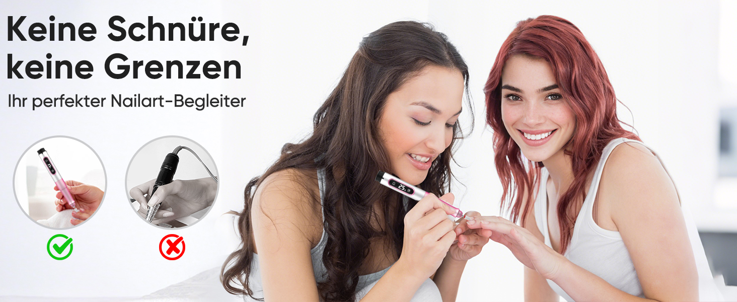 Електричний фрезер для нігтів Nagelfräser Kabellos 13 в 1: 5 швидкостей, 25000 об/хв, USB, для гель-манікюру