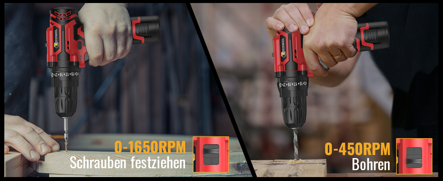 Акумуляторний шуруповерт CONETOOL 12V Set: 2 x 2000mAh, 35 Нм, 2 швидкості, 25+1 момент, 36 аксесуарів