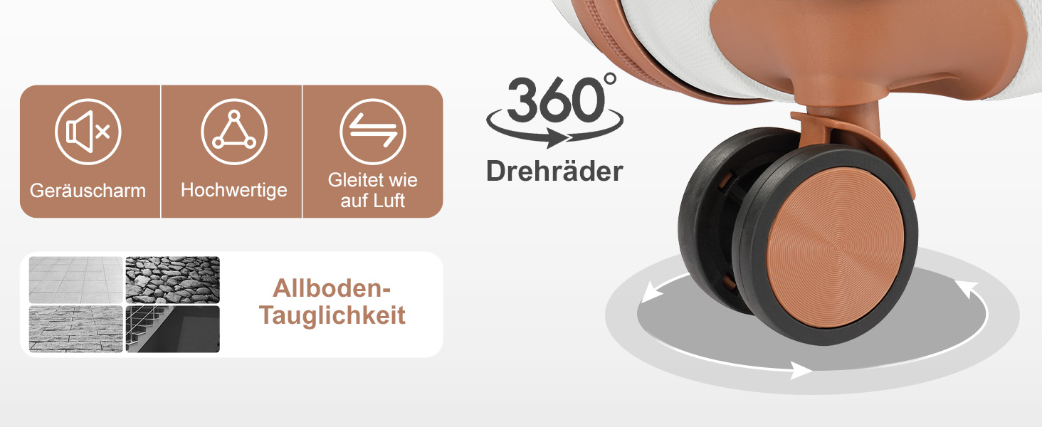 Набір валіз LEADZM 4 шт. з косметичкою, посилені кути, ABS, телескопічний ручка, ручна поклажа (Чорний, Бежево-коричневий, в смужку)