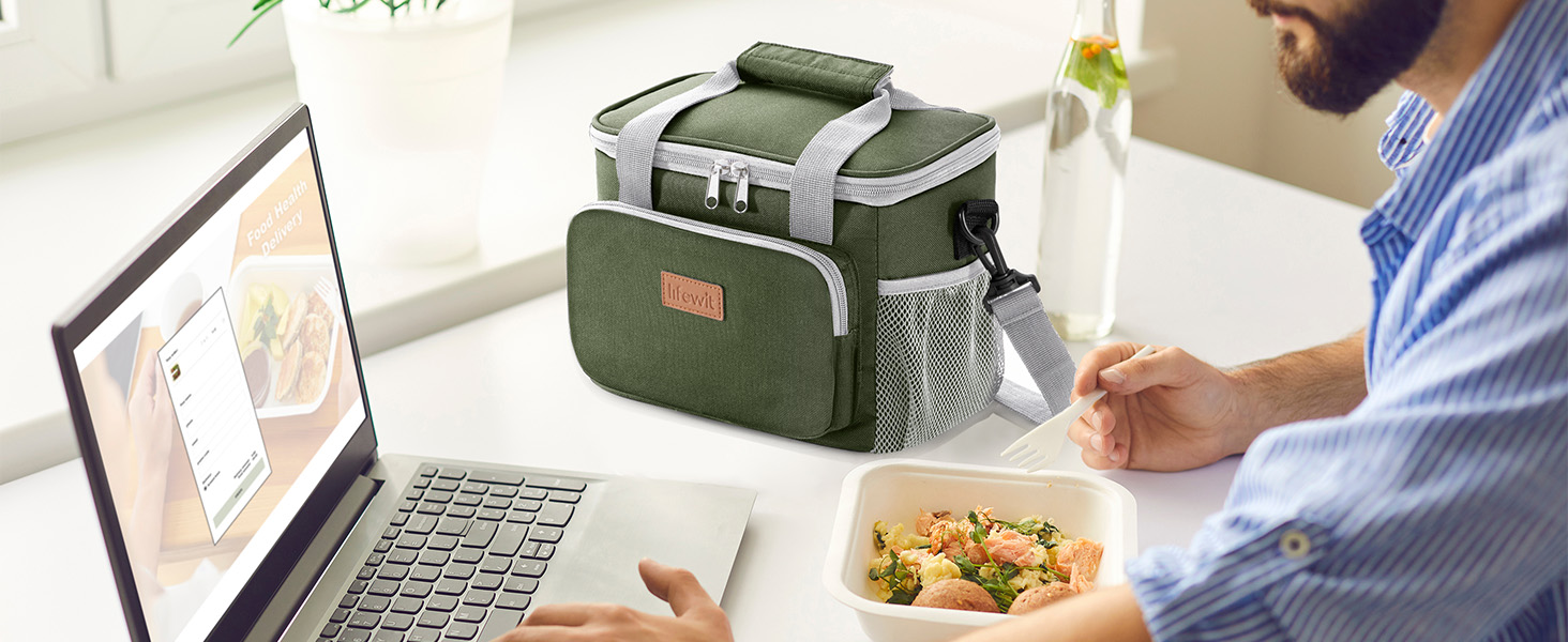 Термосумка LifeWit 15L: компактна, ізольована сумка-холодильник для їжі, напоїв, пікніків та подорожей. Водонепроникна, сіра, для чоловіків та жінок.