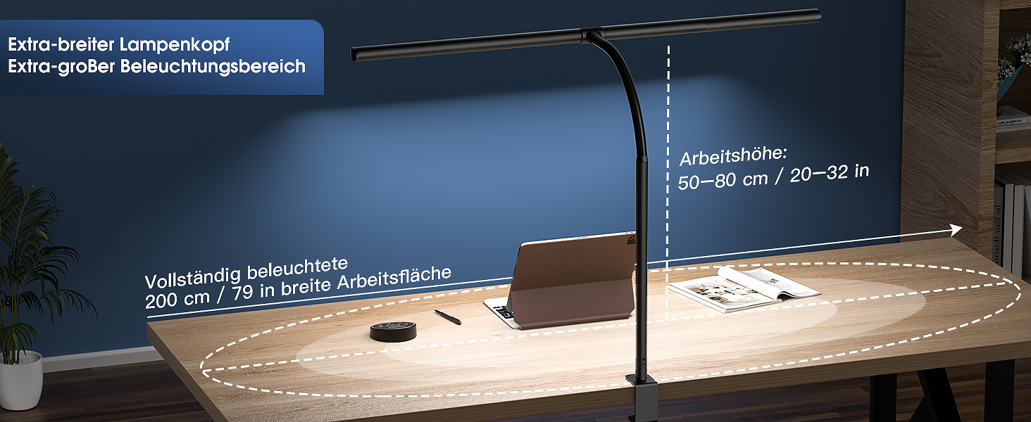 LED лампа настільна EYOCEAN з жестами та пультом, 24W, 80см, для офісу, читання, архітекторів, дизайнерів, чорна