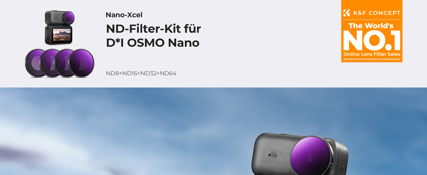 Набір ND-фільтрів K&F Concept для DJI Osmo Nano (ND8, ND16, ND32, ND64) — 4 шт, нейтральний сірий фільтр з HD-скла та алюмінієвою рамою, FD151